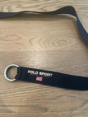 Polo by Ralph Lauren Navy Web D-Ring Belt with Flag Accent